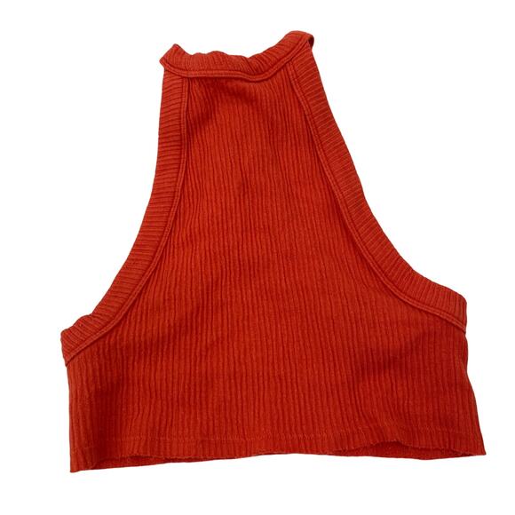 Urban Outfitters Tops - Urban Outfitters red orange ribbeshigh neck crop tank XS/S